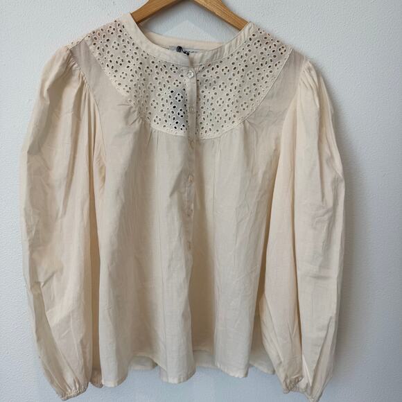 Joe's Jeans Embroidered Eyelet Long Sleeve Cotton Button Up Blouse NEW - Picture 14 of 14